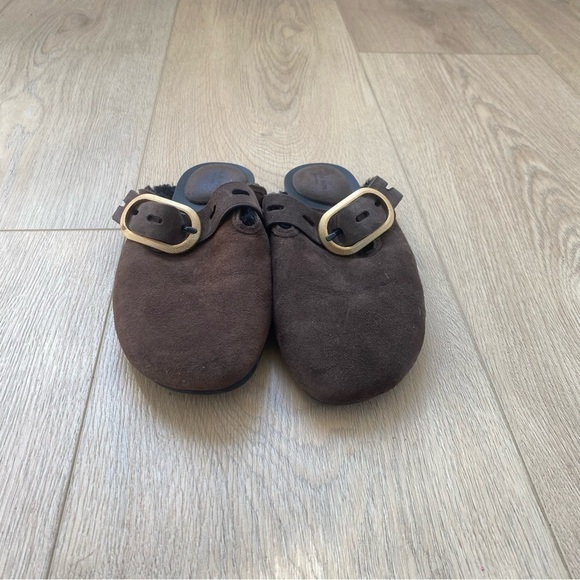 Rag and Bone Ansley Sherling Slide- Dark Truffle Suede - Picture 4 of 9